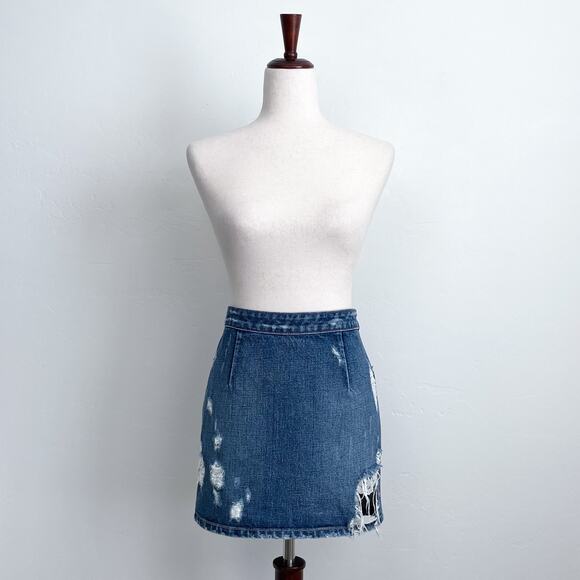Lovers + Friends Ryder Distressed Las Palmas Denim Mini Skirt - Picture 10 of 10